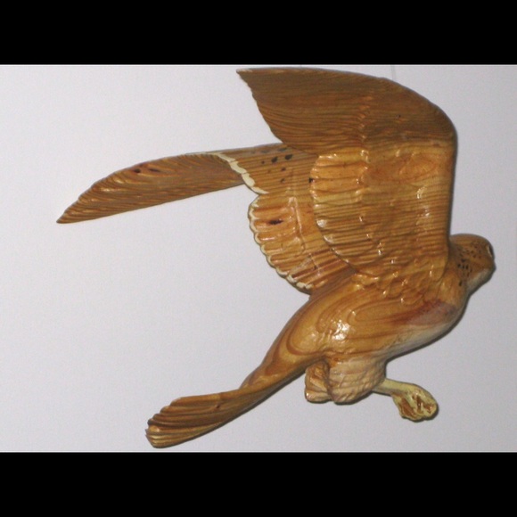 Flying falcon hanging sculpture fine art carving - Picture 4 of 9